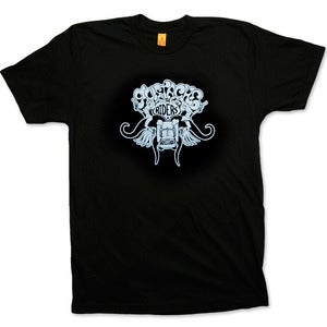 Image of MUSTACHE RIDERS - men’s black/blue t-shirt