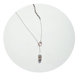 Image of Lariat necklace with sliced geode pendant 