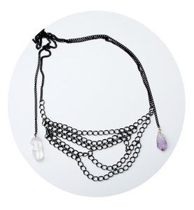 Image of Large Deconstructed Arrowhead necklace with quartz and amethyst