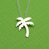 Image of Silver Palm Tree Silhouette Necklace