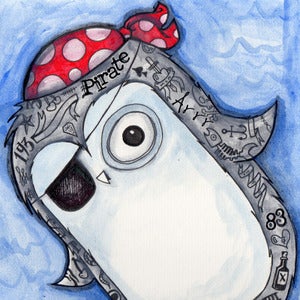Image of Original Artwork - Tattooed Pirate Penguin
