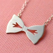 Image of Silver Tuxedo Bow Tie Necklace 