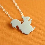 Image of Squeaky Squirrel Silhouette Necklace in Silver