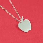Image of Silver Red Delicious Apple Silhouette Necklace 