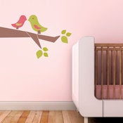 Image of Love Birds Fabric Wall Sticker Decal - Removable and Reusable