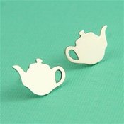 Image of Silver Tiny Whimsical Teapot Studs