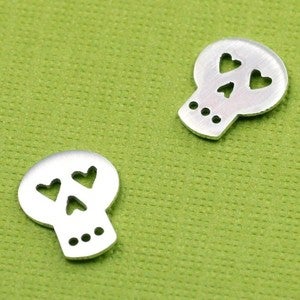 Image of Tiny Heart Eyed Sugar Skull Studs 