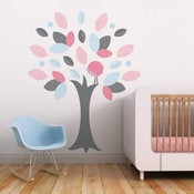 Image of Leafy Tree Children Fabric Wall Decal - Wall Art Sticker for Nursery or Kids Room