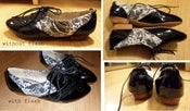 Image of black patent + white lace Brogue shoes