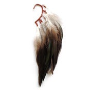 Image of Ear cuff with iridescent rooster feathers