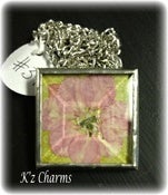 Image of 1.5 x 1.5 Pink Larkspur flower Solder Charm