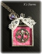 Image of 1.25 x 1.25 Pink Fleur de lis Shadow box Charm