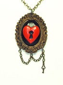 Image of Locked Heart Hand Painted Cameo Necklace with Key Charm VALENTINES SPECIAL!