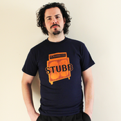 Image of Stubb - Orange Amp on Navy T-Shirt