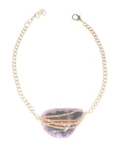 Image of Pink Agate Slab with Vintage Chain