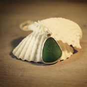 Image of Kelly Green Sea Glass - Sterling Silver, Classic Bezel, Necklace