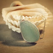 Image of Soft Blue Sea Glass - Sterling Silver, Classic Bezel, Necklace