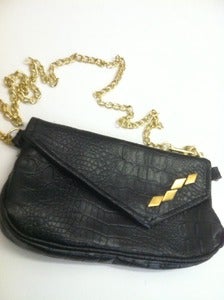 Image of Black/Gold PD Alligator Clutch/Fanny