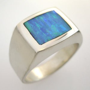 Image of Mens Square Kyocera Opal Ring