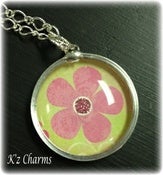 Image of Round Pink Flower Charm
