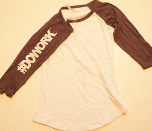 Image of #DOWORK. Baseball Tee (Charcoal Sleeve)