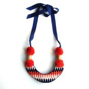 Image of SOLD - Mountain Necklace, hand-embroidered - Red