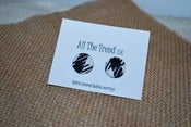 Image of Black & White Houndstooth Fabric Covered Button Earrings - with a FREE ring!