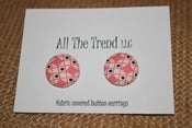 Image of Pink Diamonds Fabric Covered Button Earrings - with a FREE ring!