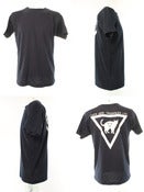 Image of Cats and Triangles LTD Large White Back Print on Navy Tee