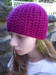 Image of Magenta Wool Cap, hand crocheted