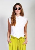 Image of Crepe Sleeveless Oxford with Chiffon Drape (multiple color options)