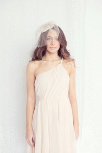 Image of Ivory alencon lace bridal hat with golden blusher veil