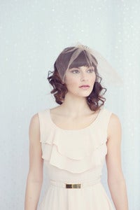Image of Sofia- angled blusher birdcage veil with vintage rhinestone brooch
