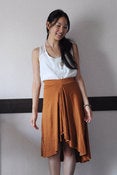 Image of Terracotta Asymmetric Drapy Jersey Skirt