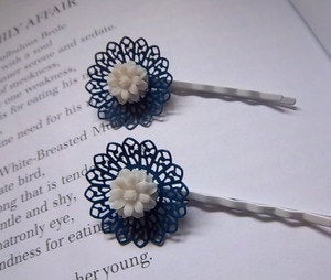 Image of Vintage style hairpins in blue and white