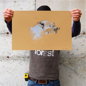 Grey Fox  print  $28 BROWN PAPER