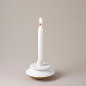 Image of Wood and Stoneware Candleholder white