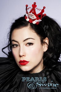 Image of "Queen of Hearts" Crown Alice in Wonderland Gothic Lolita Quirky Burlesque Hair Accessory
