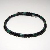 Image of Mens Handmade Beaded Necklace - Chrysolite and Lava Rock