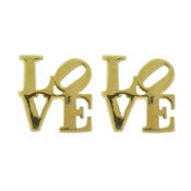 Image of love stud earrings (shiny gold)