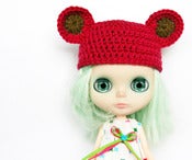 Image of Blythe Pink Crocheted Bear Hat