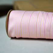 Image of Striped Ribbon - Pink & Ecru - spool of 30 yards