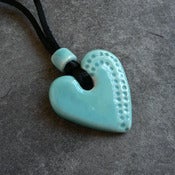 Image of Heart Pendant - Turquoise Dotty Swirl