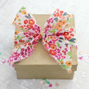Image of Pink Flowers Fabric Ribbon