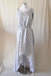 Image of Butterfly Silver Satin Asymmetric Evening Gown - Maxi Dress