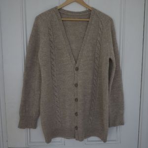 Icelandic Wool Fisherman Cardigan - Oatmeal