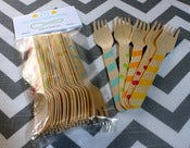 Image of Multi Dots+Stripes Wooden Forks