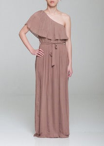 Image of One Shoulder Pleated Maxi Dress