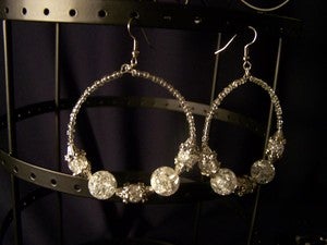 Image of Sparkling Glass Hoops - Clear/Silver