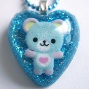 Image of Sweet Blue Bear Necklace - Heart